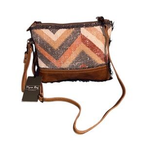 Myra Bag Eccentric Small & Crossbody Bag Upcycled Canvas & Leather NWT